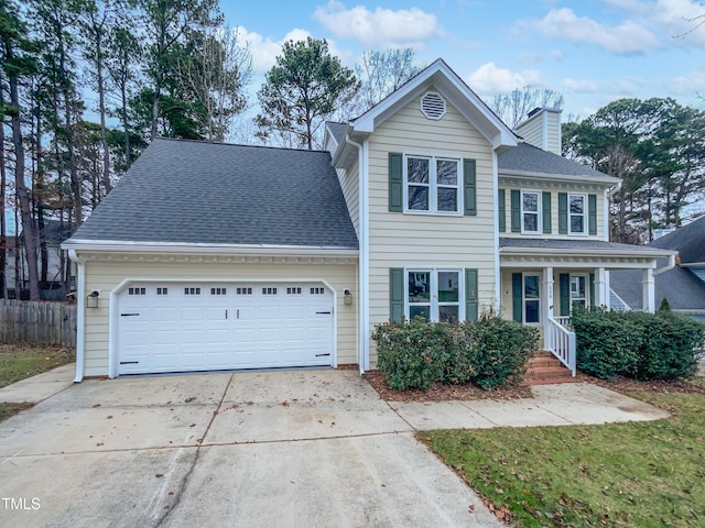 view of front property with a garage