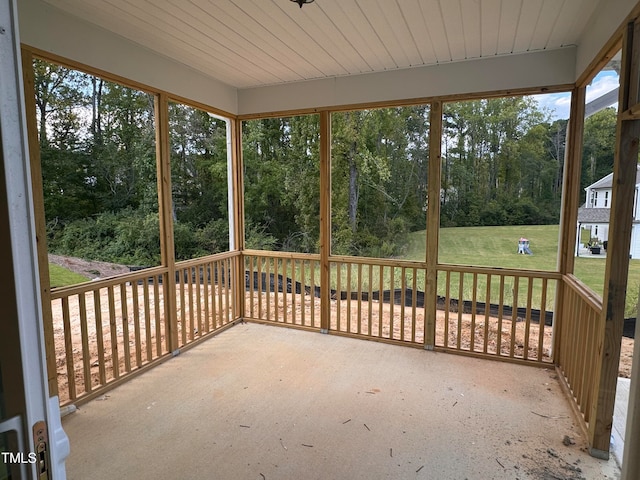 view of unfurnished sunroom