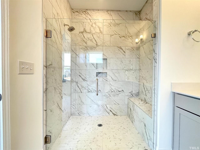 154 Swain St, Clayton, NC 27527 - bathroom featuring vanity and a shower with shower door