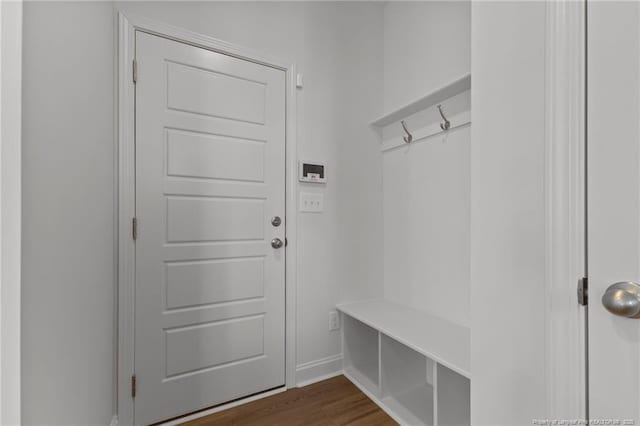 mudroom featuring dark hardwood / wood-style floors