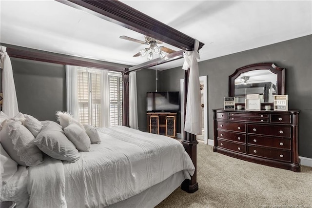 bedroom featuring carpet floors and ceiling fan