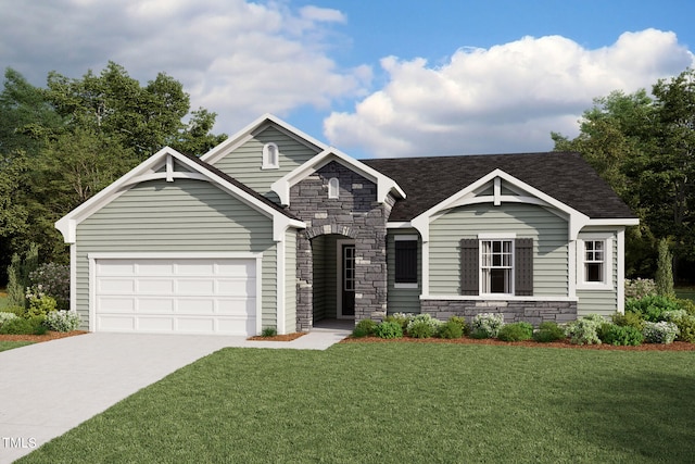 view of front facade featuring a garage and a front yard