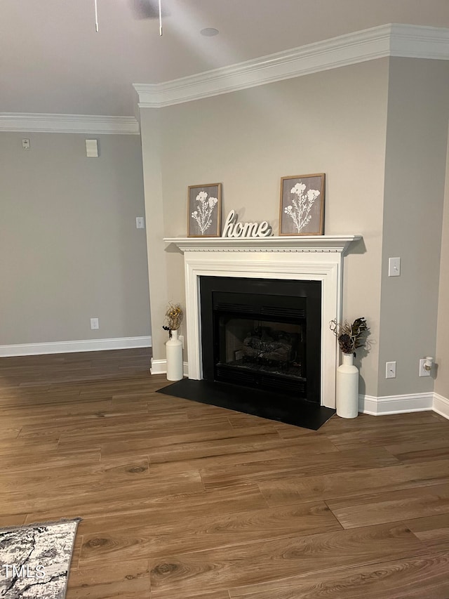 room details featuring hardwood / wood-style flooring and ornamental molding