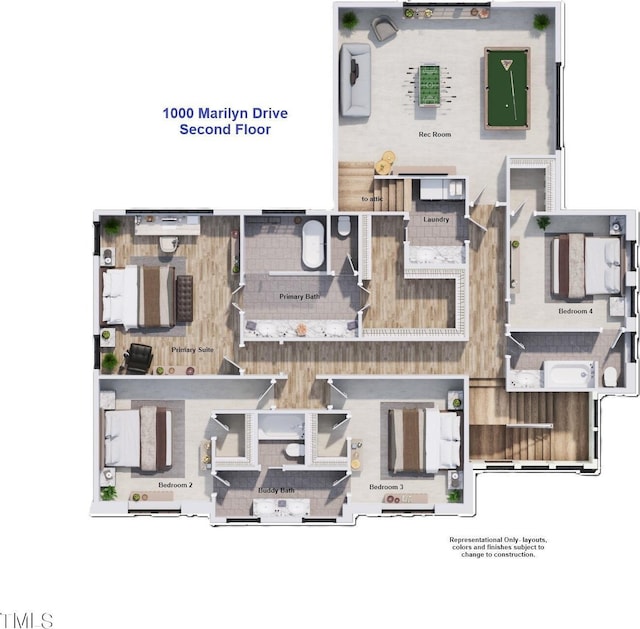 1000 Marilyn Dr, Raleigh, NC 27607 - view of room layout