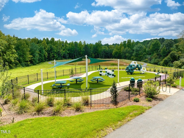 view of community with a lawn