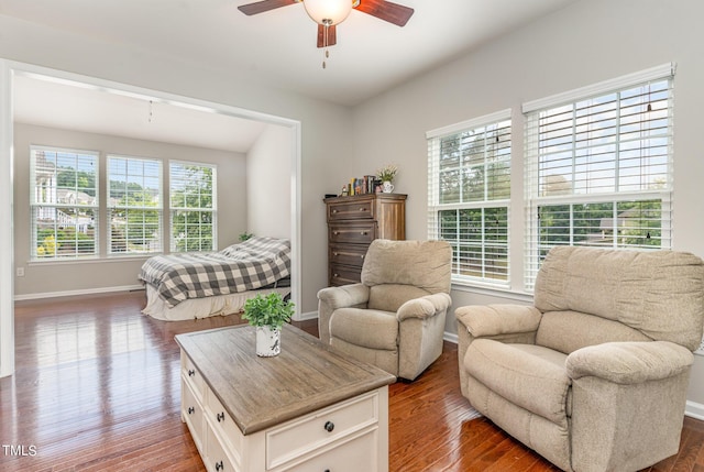 1329 Endgame Ct, Wake Forest, NC 27587 - bedroom with wood finished floors, baseboards, and a ceiling fan