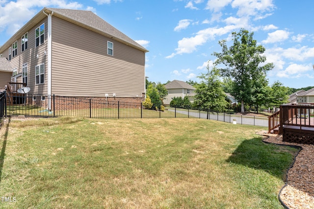 view of yard with a deck