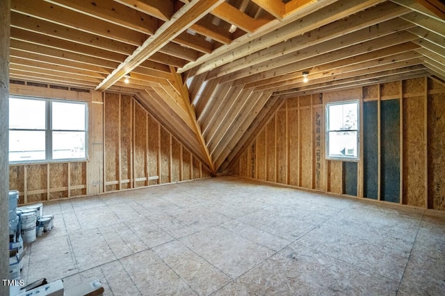 view of unfinished attic