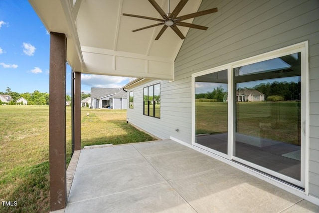 view of patio with ceiling fan