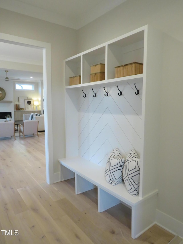 mudroom featuring light hardwood / wood-style floors