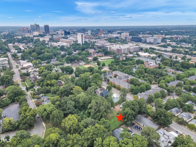 bird's eye view with a city view