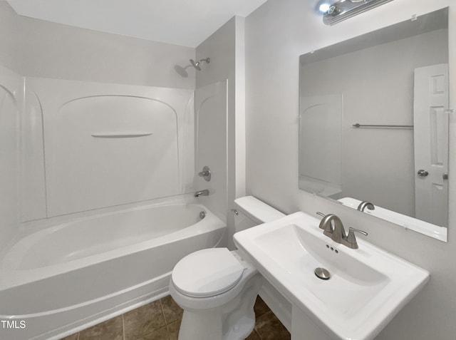 full bathroom featuring tile patterned floors, sink, shower / washtub combination, and toilet