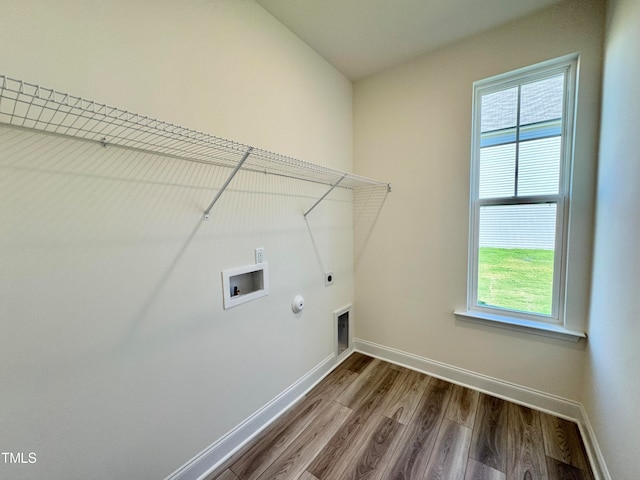 clothes washing area featuring washer hookup, hookup for a gas dryer, a wealth of natural light, and electric dryer hookup