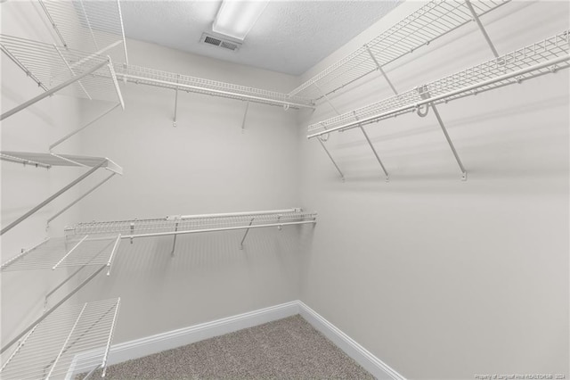 walk in closet featuring carpet