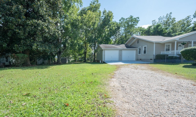 exterior space with a garage and covered porch