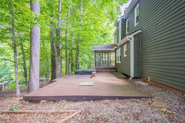 deck featuring a sunroom