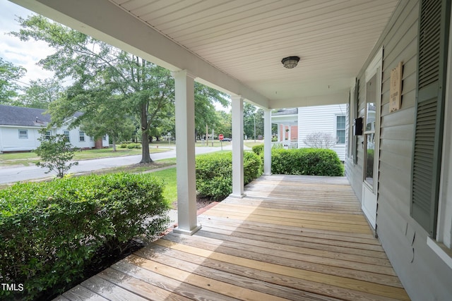 deck featuring a porch