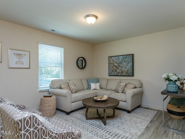 living room featuring light hardwood / wood-style floors