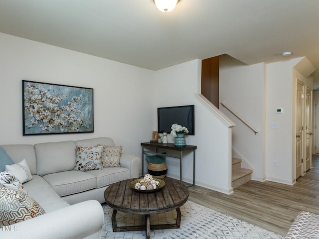 living room featuring light wood-type flooring