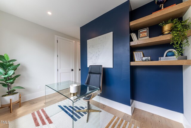 office featuring light hardwood / wood-style floors