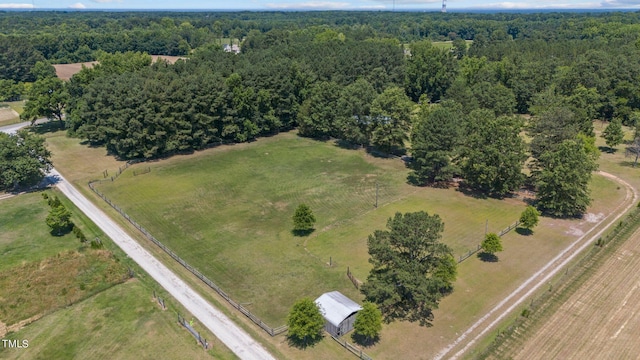 bird's eye view featuring a rural view