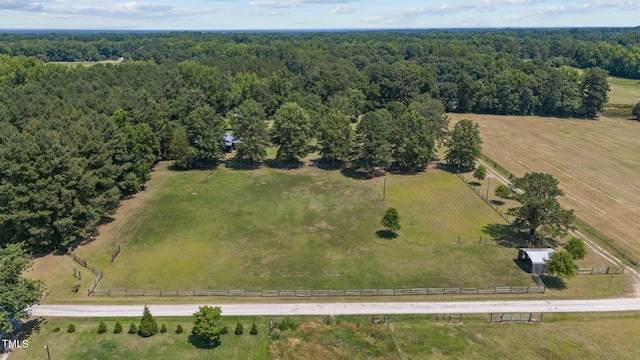 birds eye view of property featuring a rural view