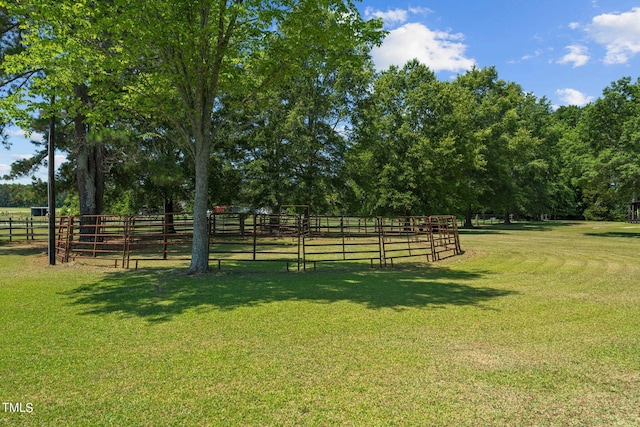 view of home's community with a lawn and a rural view