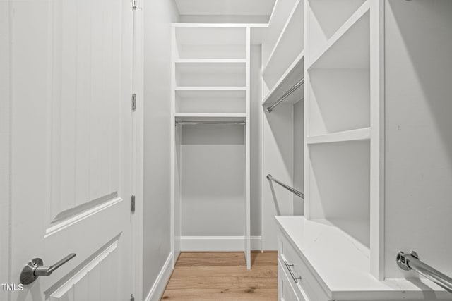 walk in closet featuring light hardwood / wood-style floors