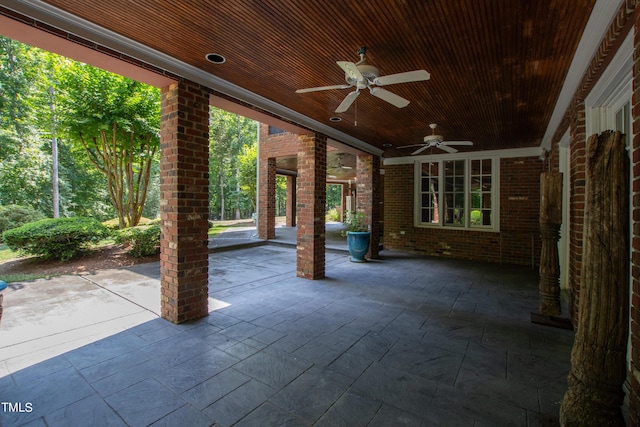 view of patio / terrace featuring ceiling fan