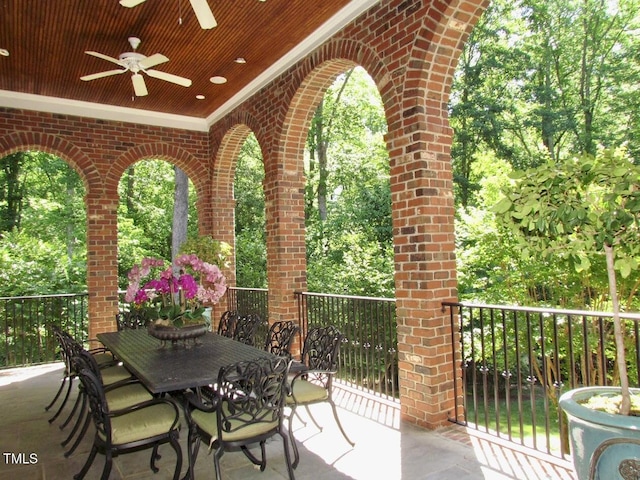 1820 Oatlands Ct, Wake Forest, NC 27587 - view of patio / terrace with a ceiling fan and outdoor dining area