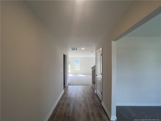 hallway featuring dark hardwood / wood-style floors