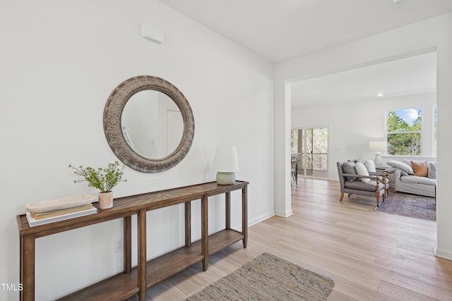 hall featuring light wood-type flooring