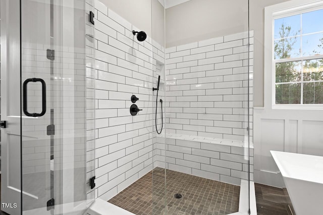 bathroom with plus walk in shower