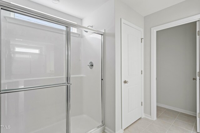 9249 Kitchin Farms Way Unit 432, Wake Forest, NC 27587 - full bath with a stall shower, tile patterned floors, and baseboards