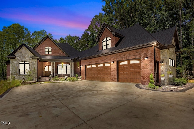 view of front facade with a garage