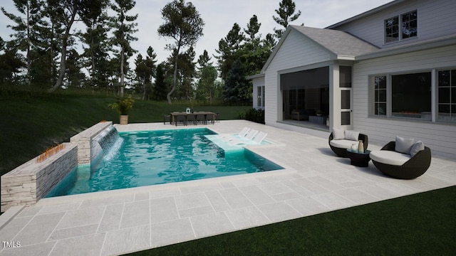 outdoor pool featuring a patio area