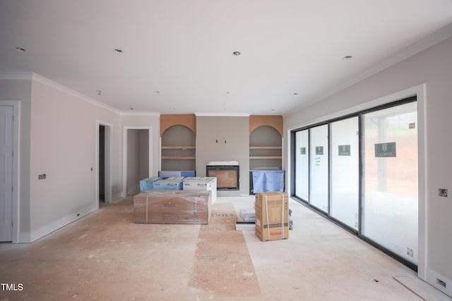 865 Wimbleton Dr, Raleigh, NC 27609 - living room featuring built in features and crown molding