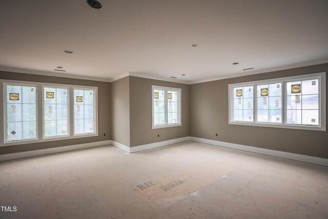 865 Wimbleton Dr, Raleigh, NC 27609 - spare room with baseboards, ornamental molding, and recessed lighting