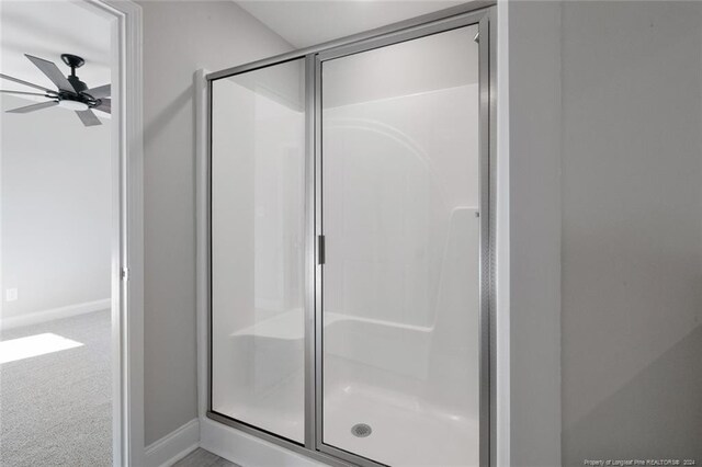 57 E Third St, Parkton, NC 28371 - full bath with a ceiling fan and a shower stall