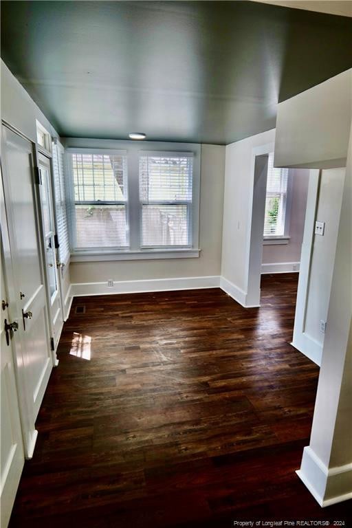 interior space with dark wood-type flooring