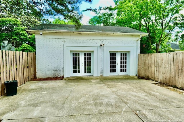 view of outdoor structure featuring french doors