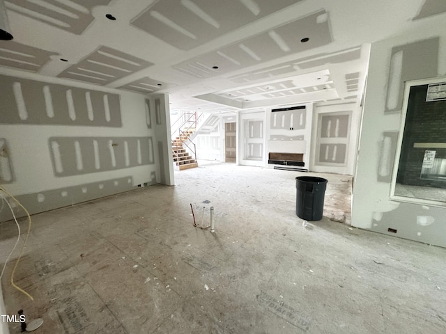 708 Catawba St, Raleigh, NC 27609 - unfurnished living room with stairs