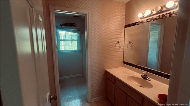 bathroom featuring vanity and tile patterned floors