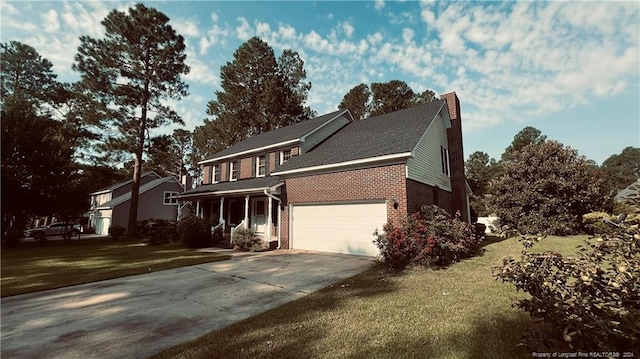 view of front facade featuring a garage and a front yard