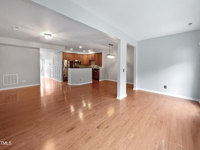 unfurnished living room featuring light hardwood / wood-style floors