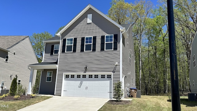 front facade with a garage