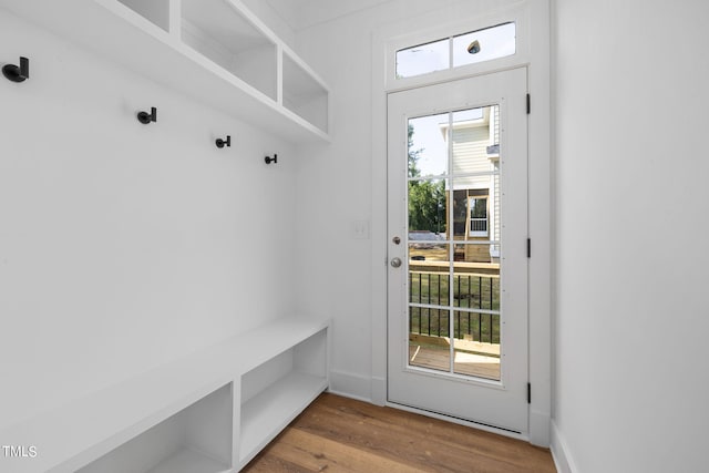 mudroom featuring hardwood / wood-style floors