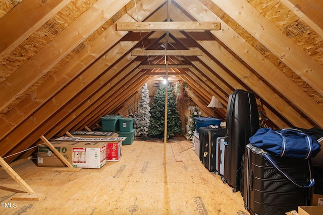 view of unfinished attic