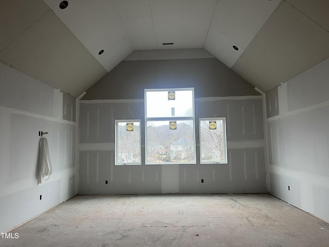 additional living space featuring vaulted ceiling