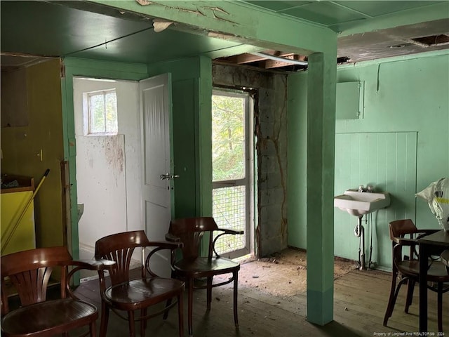 interior space with hardwood / wood-style floors
